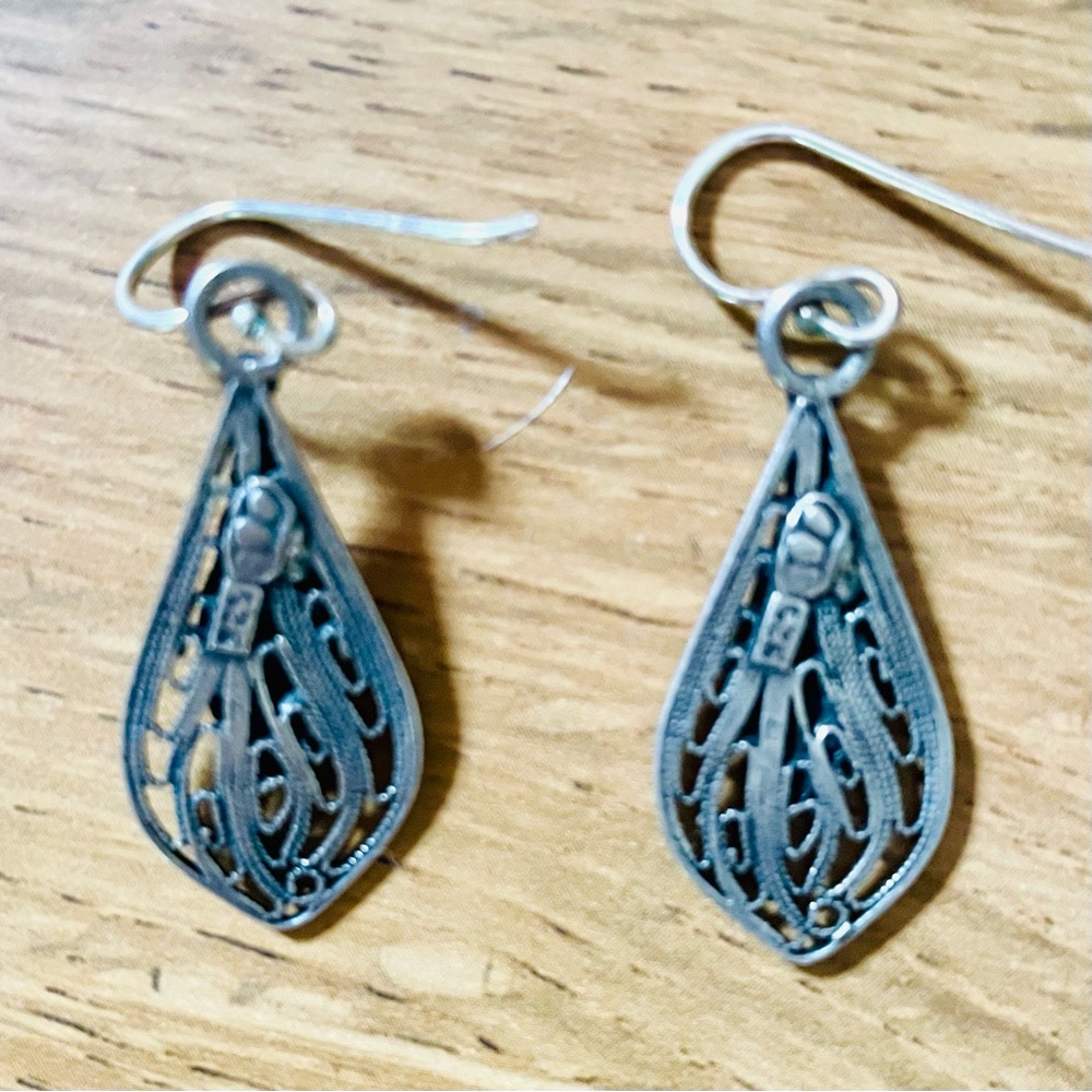 Leaf Dangle Sterling Silver Earrings - image 4